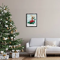 Stupell Industries Let It Snow Moose Sleigh Framed Floater Canvas Wall Art