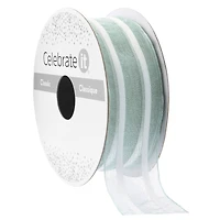1" x 3yd. Sage Striped Organza Ribbon by Celebrate It® Classic
