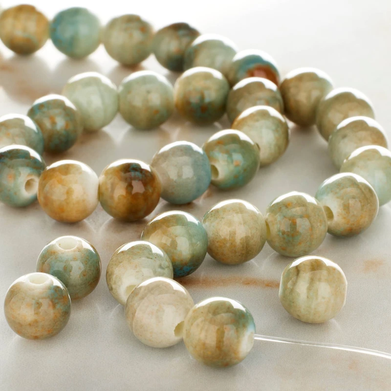 Earth Ceramic Round Beads, 8mm by Bead Landing™