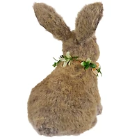 8.5" Plush Rabbit with Flower Wreath Easter Figurine
