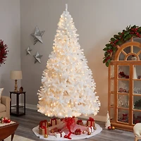 9ft. Pre-Lit White Artificial Christmas Tree, Clear LED Lights
