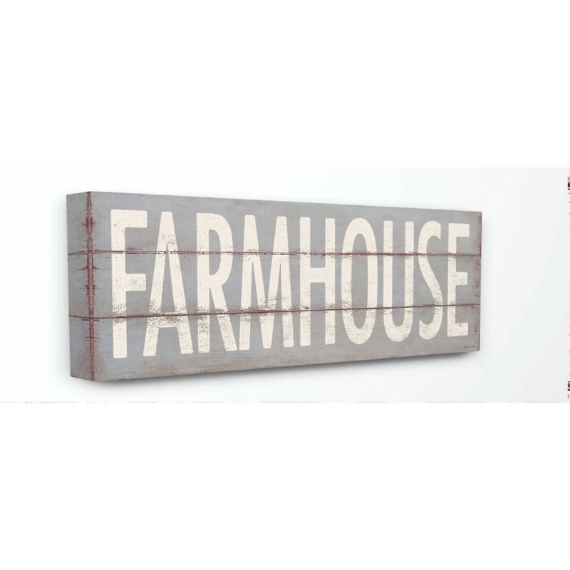 Stupell Industries Farmhouse Rustic Wood Textured Gray Word Design Canvas Wall Art