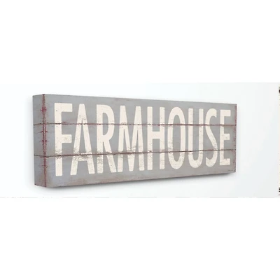 Stupell Industries Farmhouse Rustic Wood Textured Gray Word Design Canvas Wall Art
