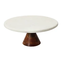 Hello Honey® 12" Marble Pedestal with Wood Base Stand