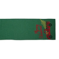 DII® 70" Green Merry Christmas Truck Embroidered Table Runner