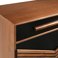 Walker Edison 32" Black & Brown Chevron Wood Detail Accent Cabinet