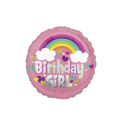 17" Birthday Girl Rainbow Fun Foil Balloon