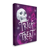 Stupell Industries Trick or Treat Purple Halloween Canvas Wall Art