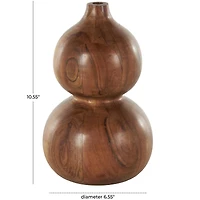 11" Brown Wood Bubble Vase with Natural Wood Grains