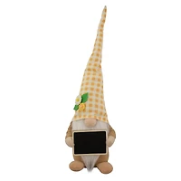16" Yellow Gingham Plaid Springtime Gnome with Chalkboard