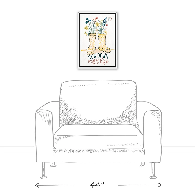 Slow Down Enjoy Life White Floating Framed Canvas Wall Art