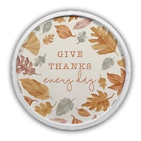 Give Thanks Every Day Round White Framed Print