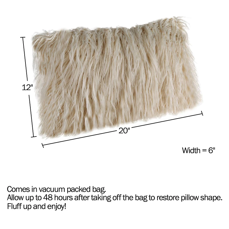 Hastings Home Faux Fur Lumbar Pillow