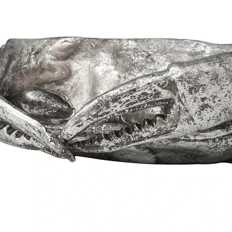 30" Silver Polystone Crab Weathered Decorative Bowl