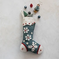 Hello Honey® 18.5" Snowflake Embroidery & Jingle Bell Wool Felt Stocking