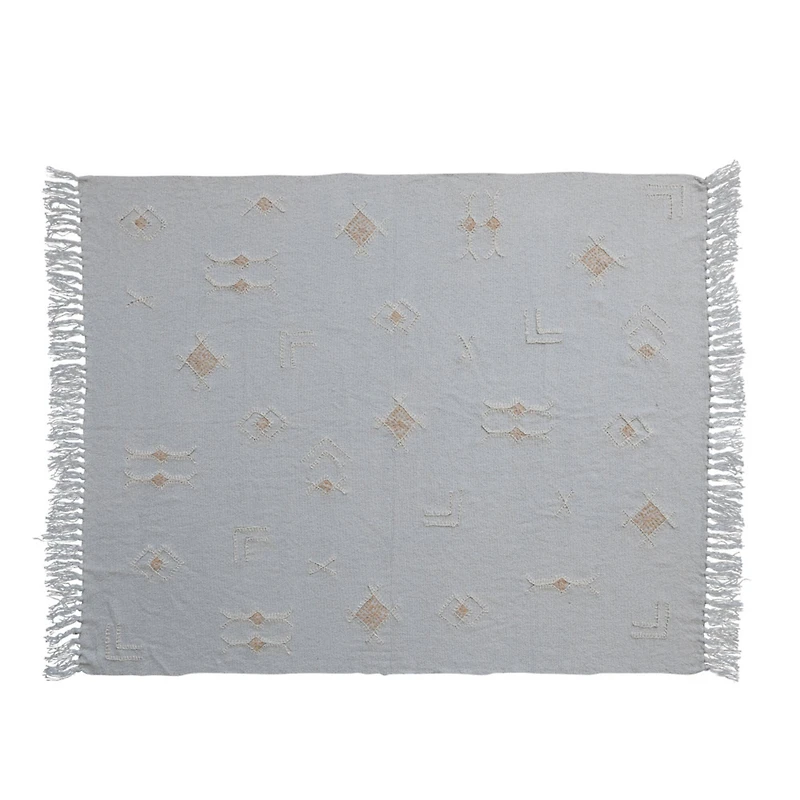 Hello Honey® Gray-Blue Moroccan Designs & Fringe Throw Blanket