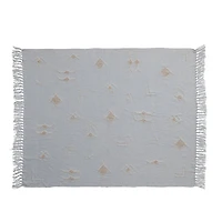 Hello Honey® Gray-Blue Moroccan Designs & Fringe Throw Blanket