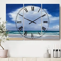 Designart Beach Clouds II 3 Panel Traditional Wall Clock