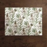 Pine Cones & Greenery on White Cotton Twill Placemat