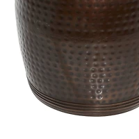 Brown Iron & Marble Industrial Accent Table