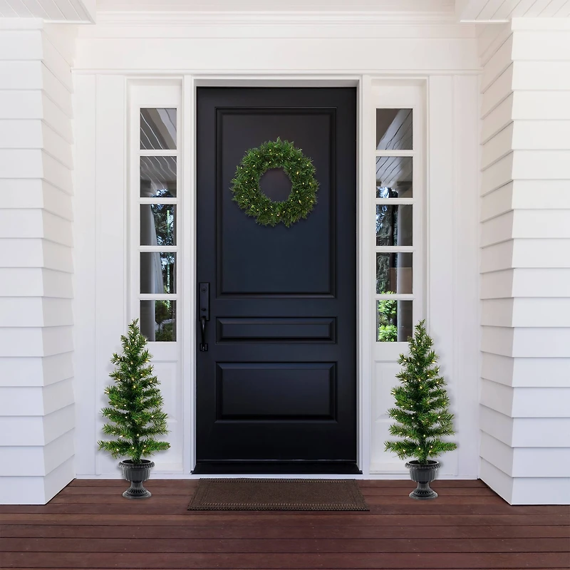 3ft. Pre-Lit Artificial Christmas Trees & Wreath Set