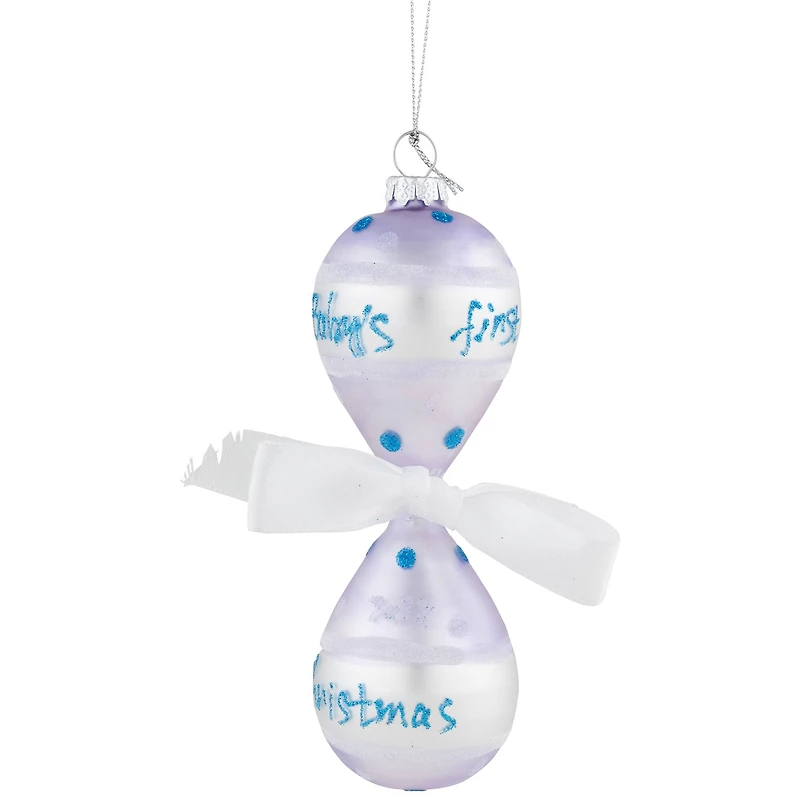 Baby Boy's First Christmas 2023 Glass Ornament - 5"