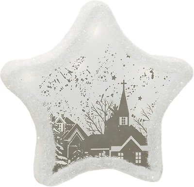 8" White LED Sparkle Star Winter Scene Christmas Tabletop Décor