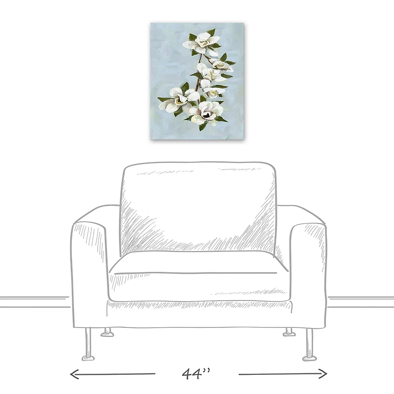 Magnolias On Blue 16" x 20" Canvas Wall Art