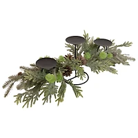 26" Holiday Foliage & Tiered Metal Candle Holder