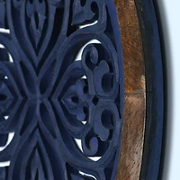 American Art Décor™ 16" Distressed Wood Framed Round Navy Blue Wall Accent Medallion Art