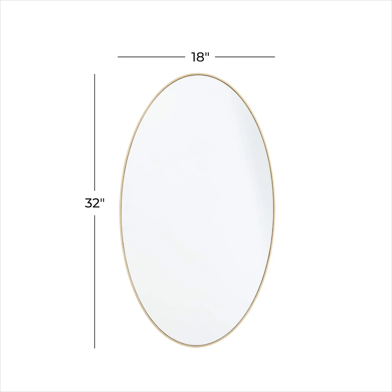 Gold Contemporary Wall Mirror, 18" x 1" x 32"