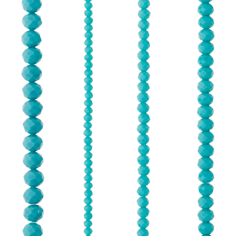 Aqua Faceted Glass Rondelle Bead Strings by Bead Landing™