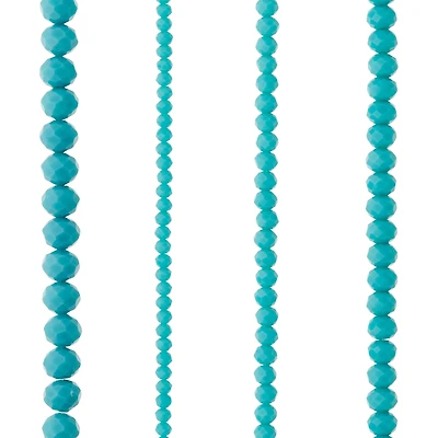 Aqua Faceted Glass Rondelle Bead Strings by Bead Landing™
