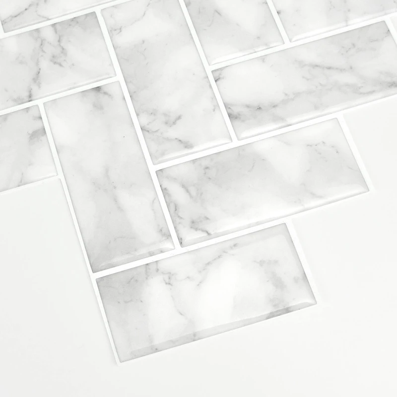 InHome Herringbone Carrara Peel & Stick Backsplash Tiles