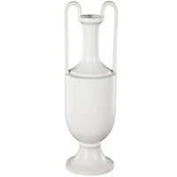 20" White Fluted Urn Shaped Ceramic Vase with Arch Handles
