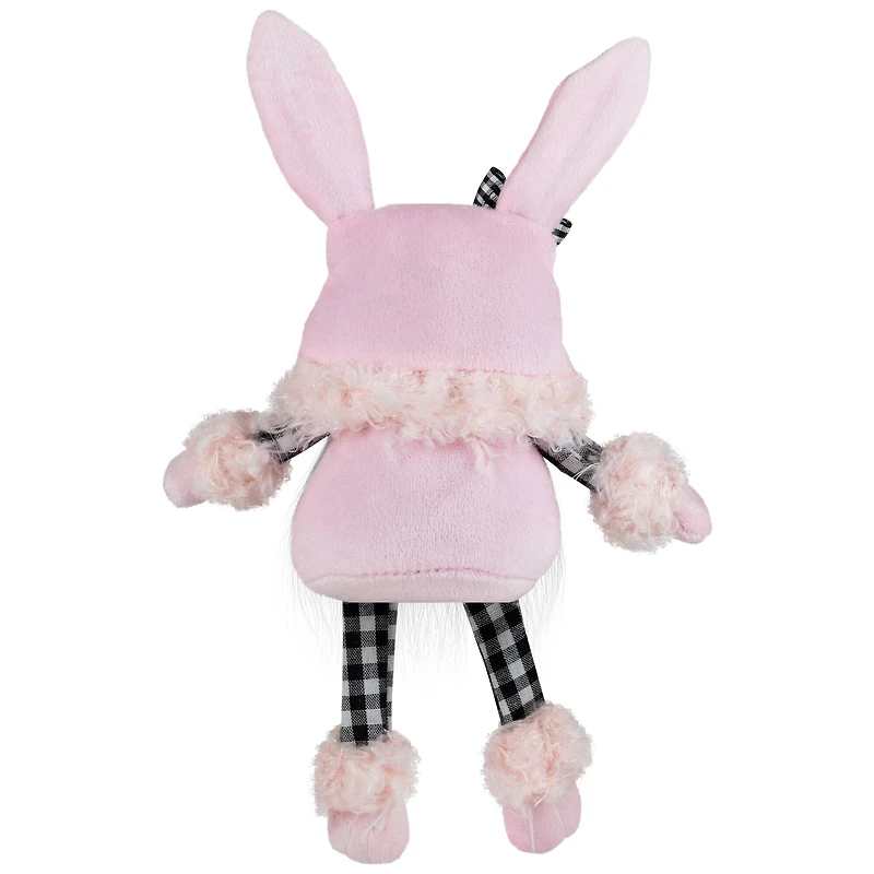 12" Pink Bunny Ears Sitting Easter Gnome with Dangling Legs