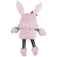 12" Pink Bunny Ears Sitting Easter Gnome with Dangling Legs