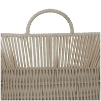The Novogratz Cream Cotton Handmade Woven Storage Basket with Handles Set of 2 18", 17"