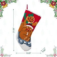 Glitzhome® 21"L Hooked Christmas Gingerbread Man Stocking