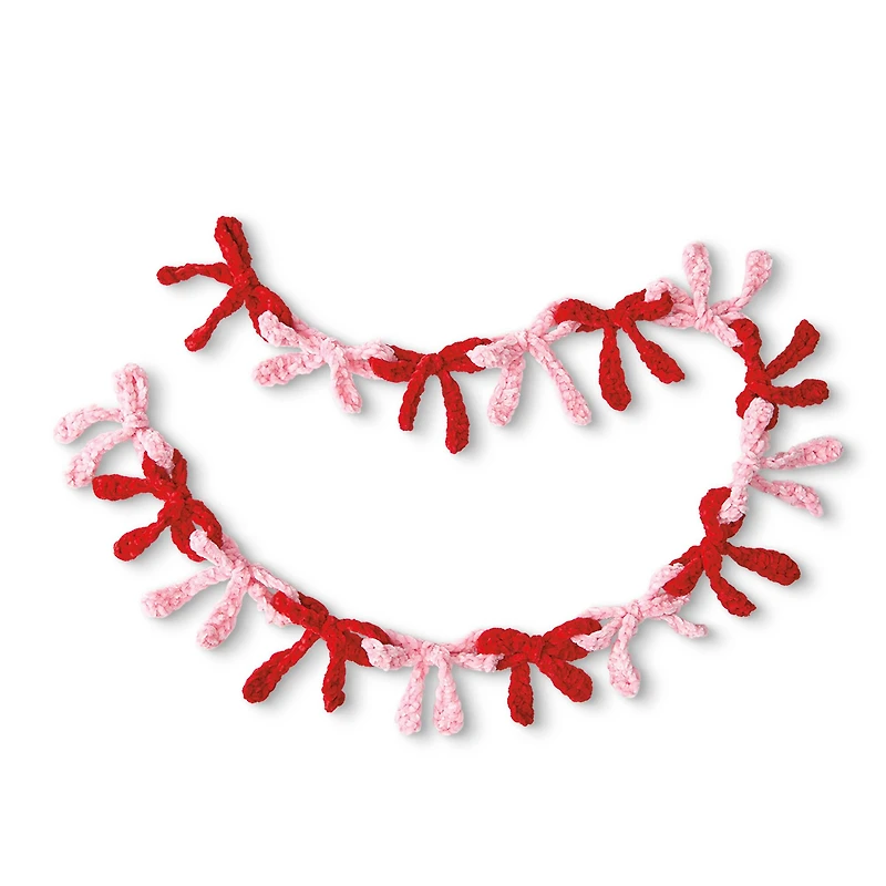 Intermediate Pink & Red Bow Garland Amigurumi Crochet Ornament Kit by Loops & Threads®