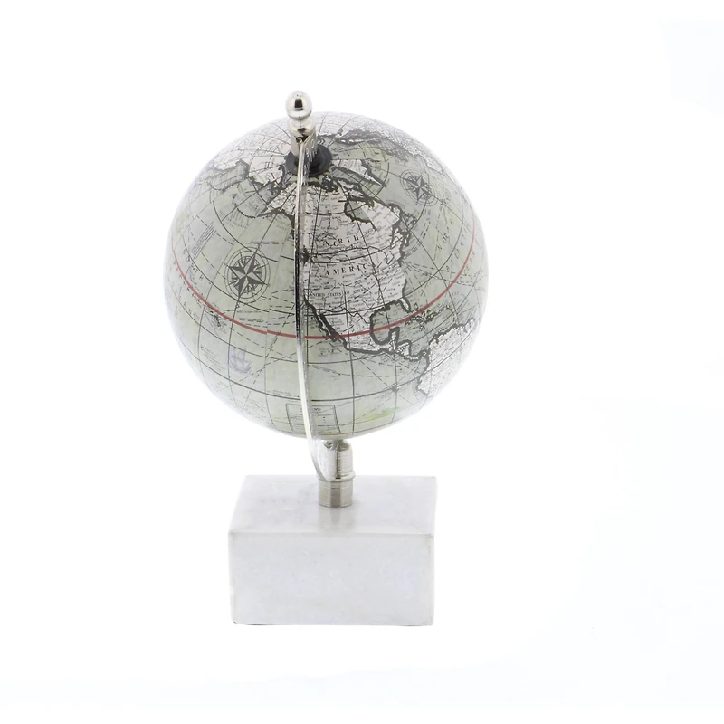 9" White Ceramic & Metal Contemporary Globe