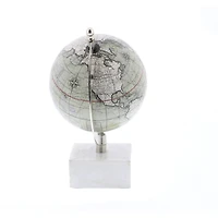 9" White Ceramic & Metal Contemporary Globe