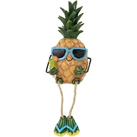 10" Tropical Boy Pineapple with Cocktail and Dangling Legs