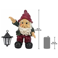 Design Toscano 16" Edison with the Lighted Lantern Garden Gnome Statue