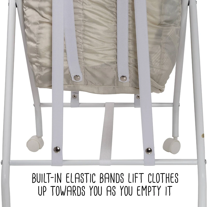 Honey Can Do White/Natural Single Bounce Back Hamper with Wheels and Lid