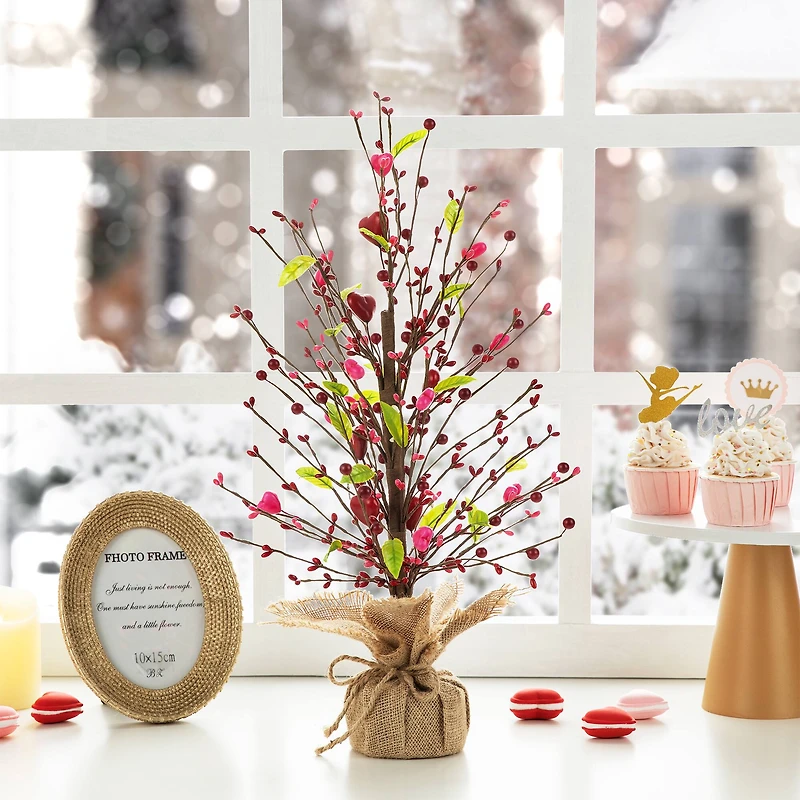 Glitzhome® 20" Valentine's Berry Heart Table Tree