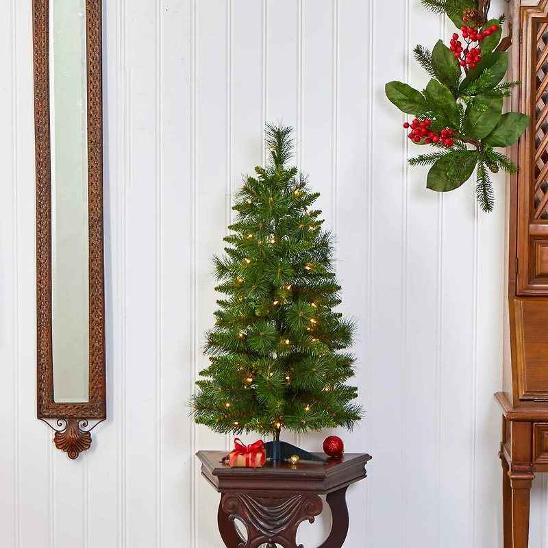 3ft. Pre-Lit New Haven Pine Artificial Christmas Tree, Warm White LED Lights