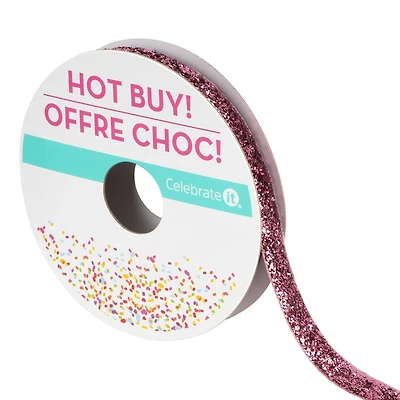 3/8" x 3yd. Velvet Glitter Ribbon by Celebrate It® Hot Buy