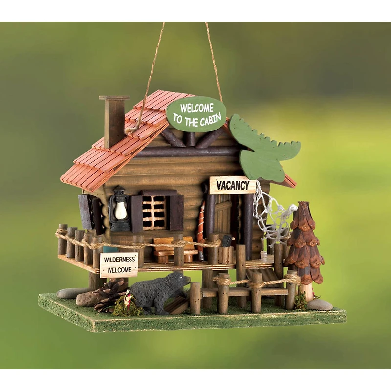 10.25" Rustic Woodland Cabin Birdhouse