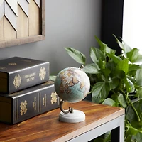 8" Aquamarine Marble & Wood Modern Globe
